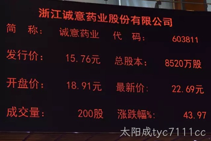 太阳成tyc7111cc成功上市